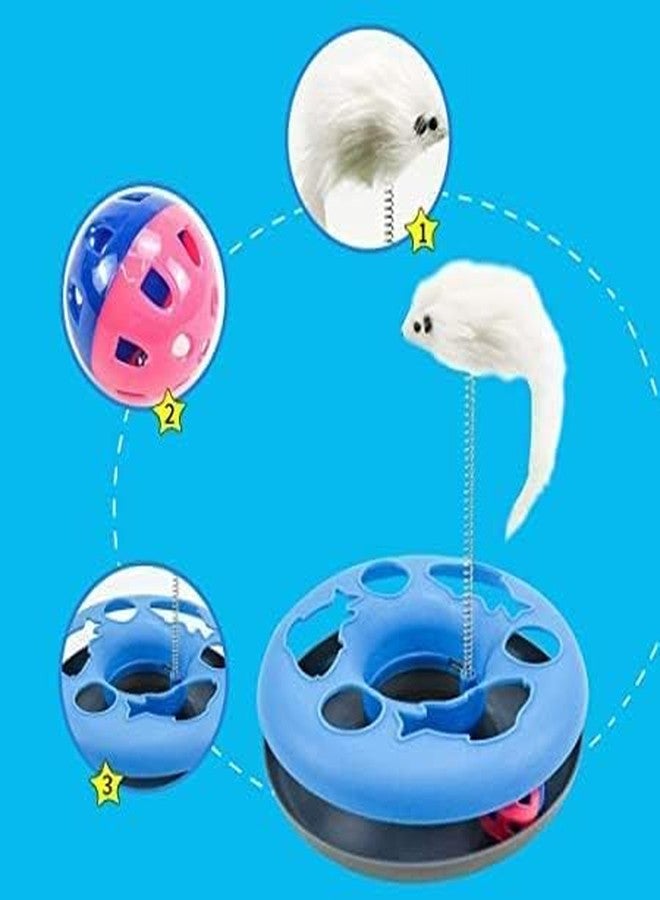 D&C PAWS لعبة D&C PAWS الدائرية للقطط مع كرة وحركة التقاط الفأر لتمرين الحيوانات الأليفة وإشباع غريزتها الطبيعية مع لعبة ممتعة للحيوانات الصغيرة (متعددة الألوان) - Image 5
